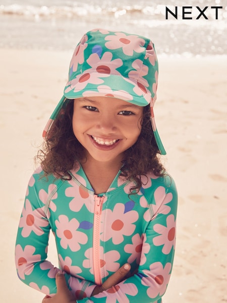 Grønn/Rosa Blomst - bade Caps og hatt (3mths-10år) (AJ7050) | kr125 - kr159