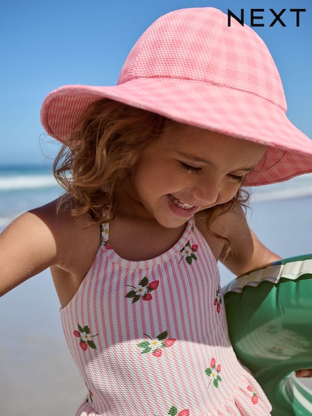 Pink Check Swim Hat (3mths-10yrs) (AJ7053) | CA$25 - CA$31