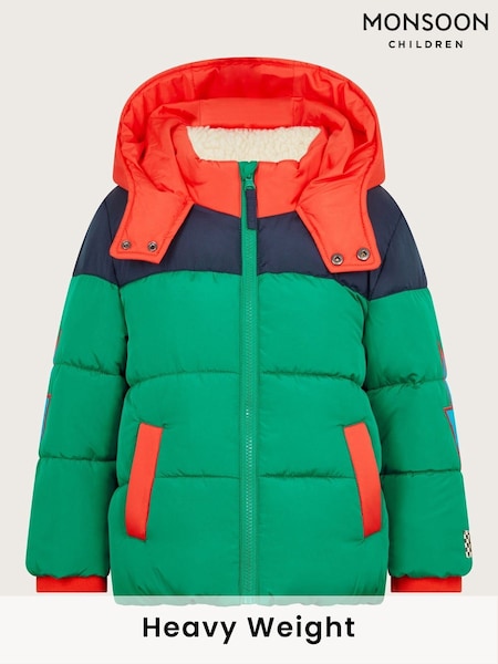 Monsoon Green Colourblock Hooded Puffer Jacket (AJ7057) | AED355 - AED426