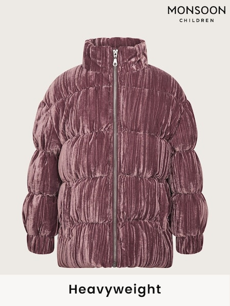 Monsoon Pink Crushed Velvet Puffer Jacket (AJ7058) | ₪251 - ₪302
