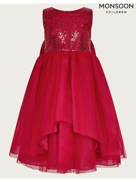 Monsoon Red Olivia Sequin Organza Dress (AJ7061) | €43 - €49