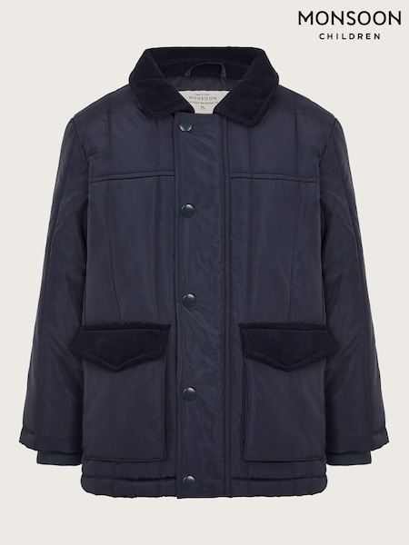 Monsoon Blue Corduroy Collar Quilted Jacket (AJ7070) | R$ 475 - R$ 620