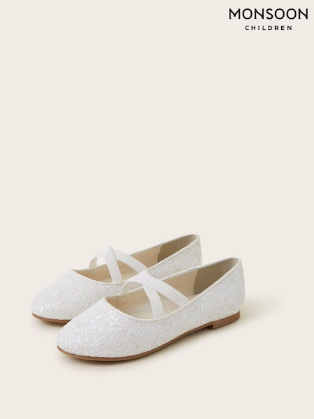 Monsoon Natural Elasticated Glitter Ballerina Flats (AJ7077) | € 16 - € 18