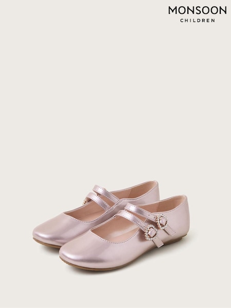 Monsoon Pink Shiny Two Strap Ballerinas Flats (AJ7091) | AED119 - AED139