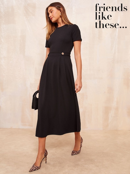Friends Like These Black Tab Detail Short Sleeve Midi Tailored Dress (AJ7159) | €60