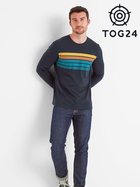 Tog 24 Blue Mens Lewes Long Sleeve 100% Cotton T-Shirt (AJ7171) | AED84