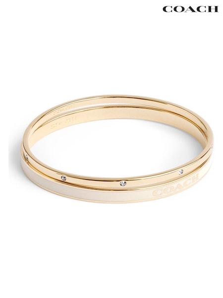 Coach Gold Tone Signature Duo Boxed Bangle Set (AJ7179) | €150