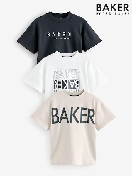 Schwarz/Weiß/Stone - Baker by Ted Baker Graphic Print T-Shirts 3 Pack (AJ7222) | 53 € - 59 €