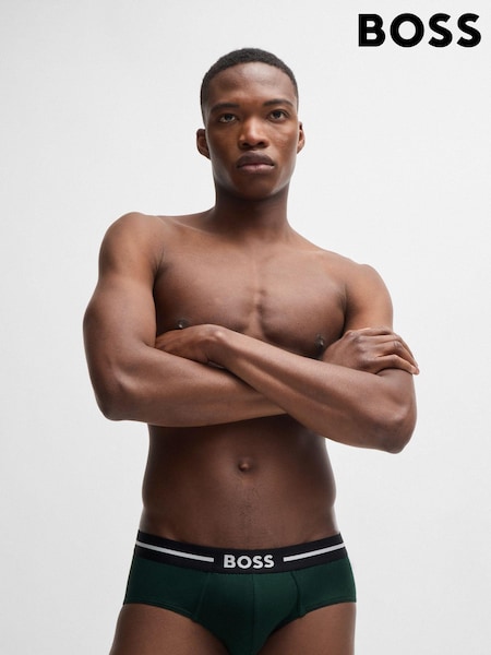 BOSS Logo Waistband Stretch Cotton Boxer Briefs 3 Pack (AJ7228) | 335 LEI