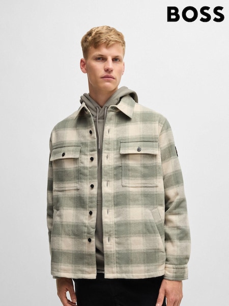 BOSS Natural Oversized Fit Checked Overshirt In Tweed (AJ7246) | €136