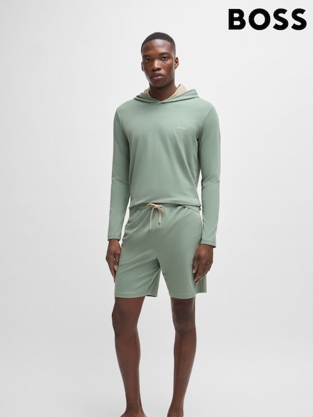Verde - Pantaloni scurți din bumbac elastic, cu logo brodat Boss (AJ7272) | 139 LEI
