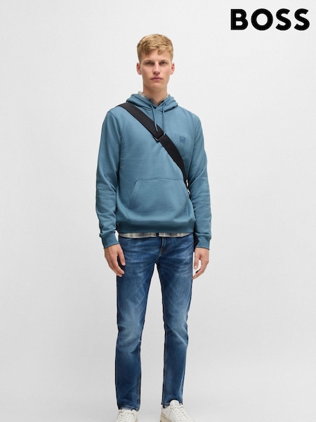 BOSS Blue Logo Patch Terry Hoodie (AJ7280) | AED346