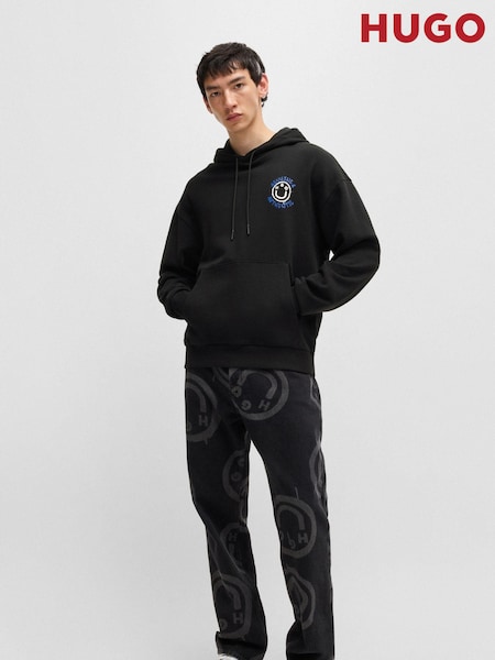 HUGO Black Seasonal Artwork 100% Cotton Hoodie (AJ7302) | €65