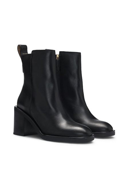 BOSS Black Leather Boots With 7Cm Block Heel (AJ7311) | AED696