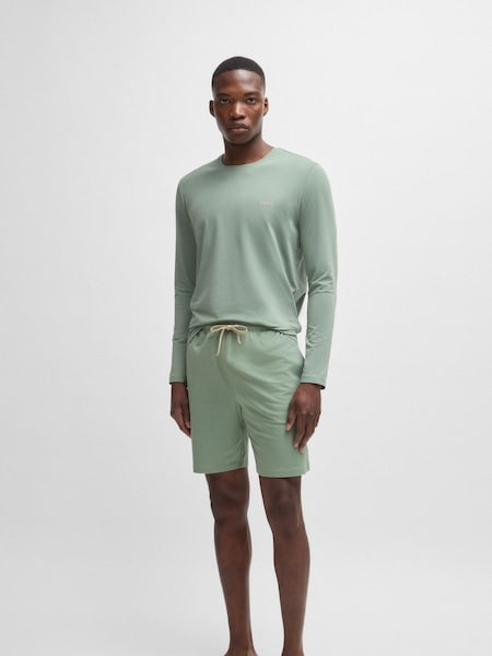 BOSS Green Embroidered Logo Stretch Long Sleeve T-Shirt (AJ7332) | LEI 175