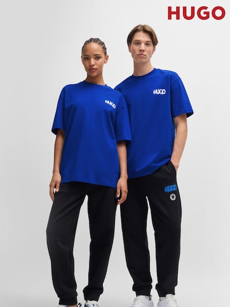 HUGO Blue Smiley Face Logo 100% Cotton Jersey T-Shirt (AJ7335) | €39