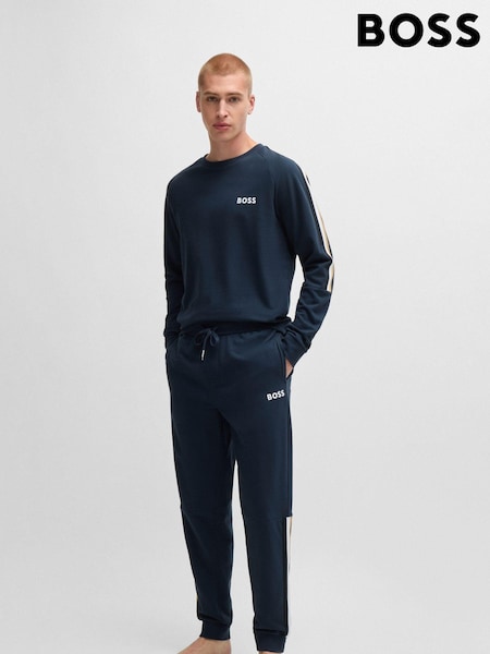 BOSS Blue 100% Cotton Terry Pyjamas With Tape and Logos (AJ7348) | €264