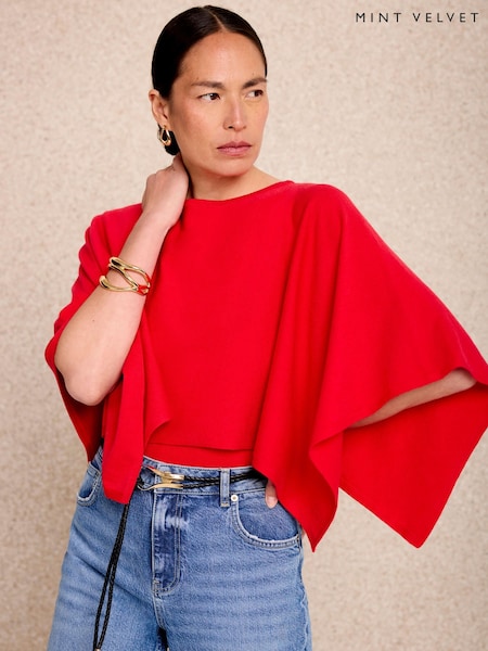 Red - Mint Velvet Layered Poncho Knit Top