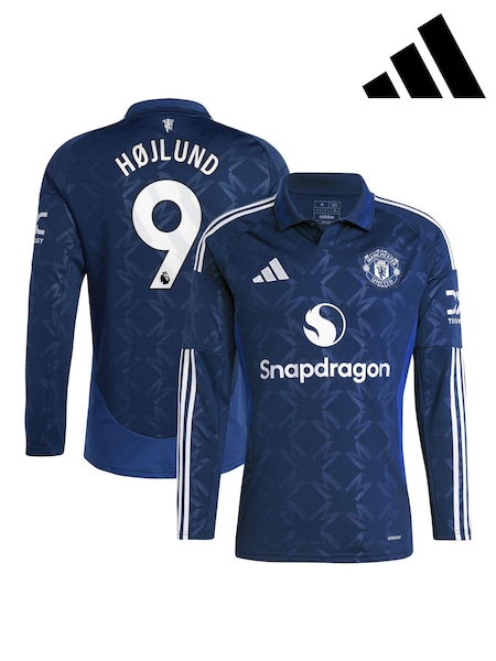 adidas Blue Manchester United EPL Away Shirt 2024-25 Long sleeve - Hojlund 9 Printing (AJ7416) | R$ 985