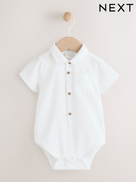Hvit - Baby Short Sleeve Shirt Bodysuit (AJ7482) | kr150 - kr167