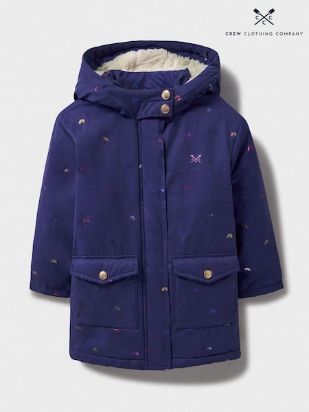 Crew Clothing Blue Midweight Printed Puffer Jacket (AJ7520) | €74 - €84