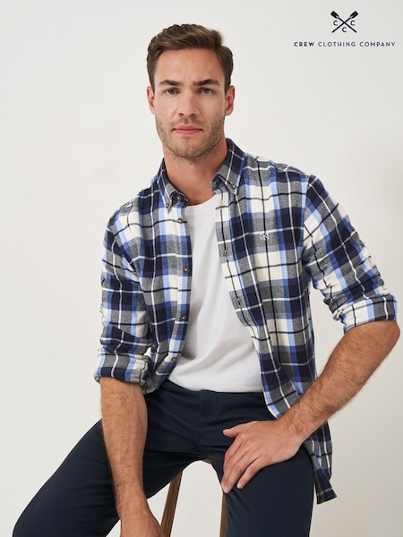 Crew Clothing 100% Cotton Multicheck Brushed Twill Shirt (AJ7536) | 338 LEI