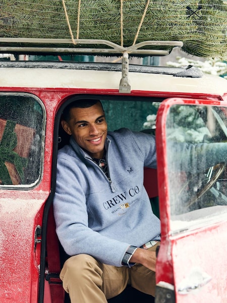 Crew Clothing Grey Embroidered Microfleece Half Zip Jumper (AJ7553) | R$ 680