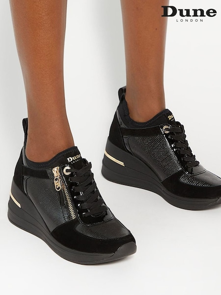 Dune London Black Standard Fit Eiline 2 Side Zip Wedge Trainers (AJ7680) | 6,549 UAH