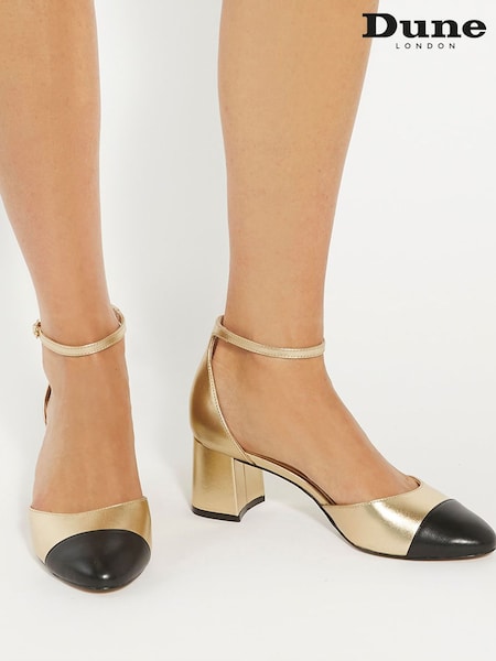 Dune London Gold Careless 2 Part Toe Cap Ballet Open Courts (AJ7690) | €129