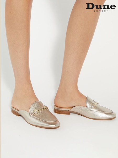 Dune London Gold Glairing Backless Branded Shoes (AJ7691) | €122