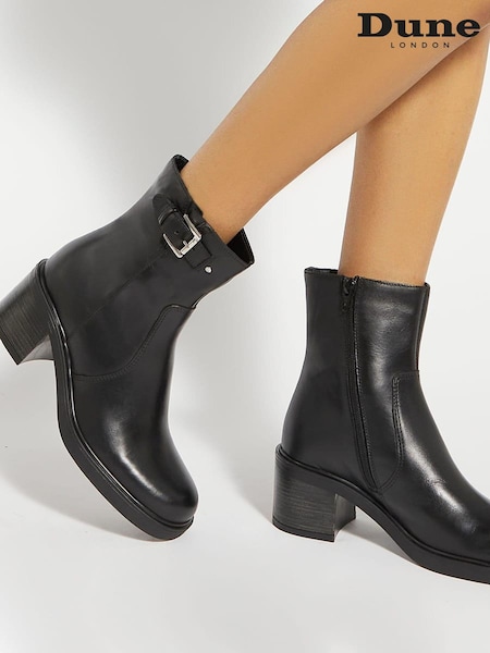 Dune London Black Parlowe Buckle Ankle Boots (AJ7692) | €102