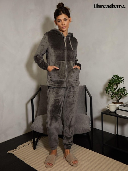 Threadbare Grey Velour Loungewear Set (AJ7806) | AED111