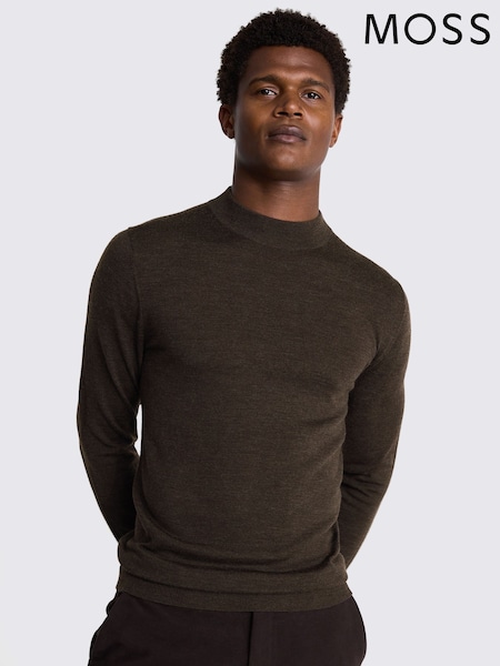 MOSS Brown Merino Mock Neck Jumper (AJ7825) | €77