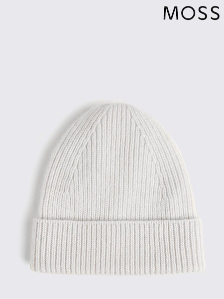 Белый - MOSS Cashmere Blend Ribbed Beanie (AJ7836) | €53