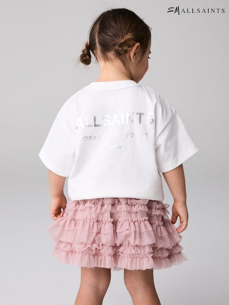 smALLSAINTS White Oversized Younger Girls Underground Crew T-Shirt (AJ7845) | AED116 - AED128