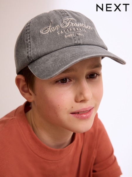 Washed Charcoal Grey 100% Cotton Baseball Cap Hat (3mths-16yrs) (AJ7867) | €10 - €16