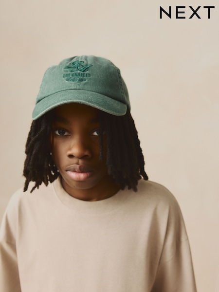 Washed Green 100% Cotton Baseball Cap Hat (3mths-16yrs) (AJ7871) | €11 - €17
