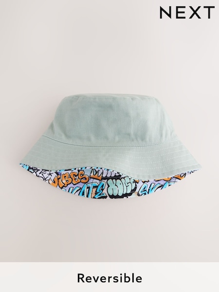 Skull Grafitti Print 100% Cotton Reversible Bucket Hat (1-16yrs) (AJ7945) | €10 - €14