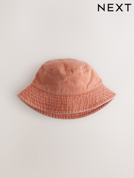 Orange 100% Cotton  Washed Bucket Hat (3mths-16yrs) (AJ7953) | R$ 60 - R$ 100