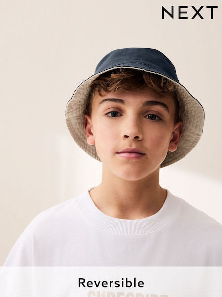 Azul marino/piedra - 100% Cotton Reversible Bucket Hat (3mths-16yrs) (AJ7959) | 10 € - 15 €