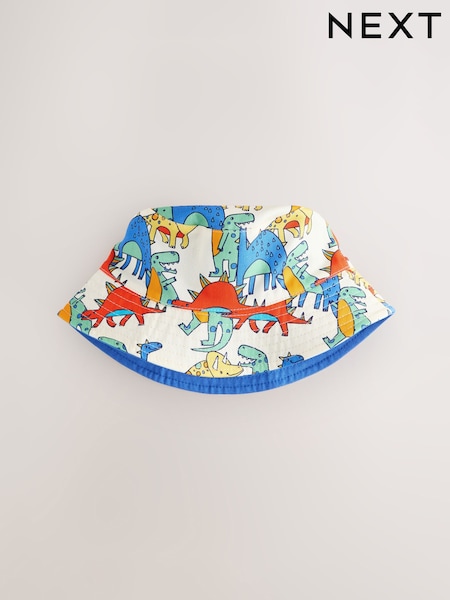 Multi Dinosaur Print Reversible Bucket 100% Cotton Hat (3mths-10yrs) (AJ7966) | €11 - €13