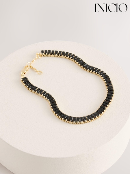Inicio Tone Gift Pouch Jet Baguette Stone Tennis Bracelet (AJ8005) | kr530