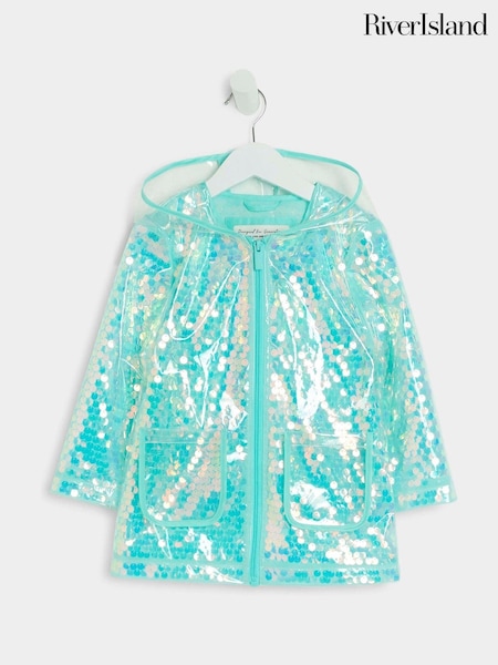 River Island Blue Girls Sequin Raincoat (AJ8011) | €31