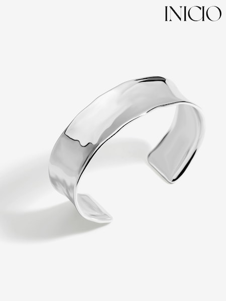 Inicio Silver Tone Gift Pouch Polished Cuff Bracelet (AJ8018) | €38