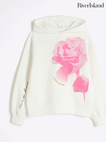 River Island Oversized Girls Rose 100% Cotton Hoodie (AJ8032) | 93 LEI