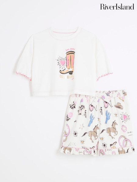 River Island Cream Girls Western Cowgirl Pyjamas Set (AJ8037) | AED82