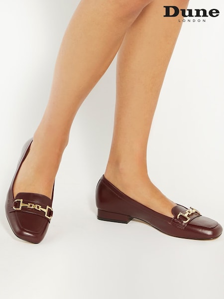 Dune London Burgundy Graice Low Block Square Toe Loafers (AJ8039) | €59