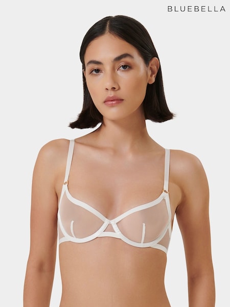 לבן - Bluebella Naomi Balcony Underwired Mesh Bra (AJ8044) | ‏181‏₪