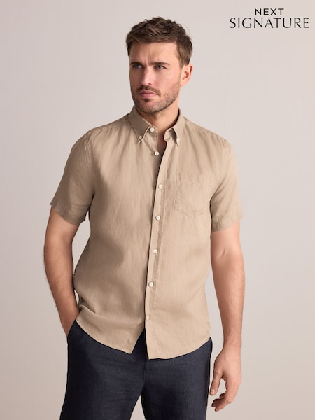 Stone Natural Signature 100% Linen Short Sleeve Shirt (AJ8073) | €41