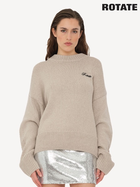 Rotate Brown Knit Crewneck Sweater (AJ8080) | ₪1,006